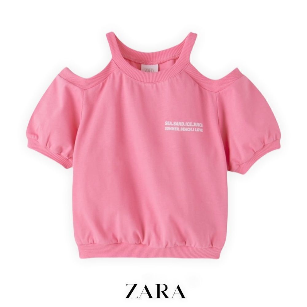 ZARA Kids | Pink | CUT OUT TEXT PRINT SHIRT